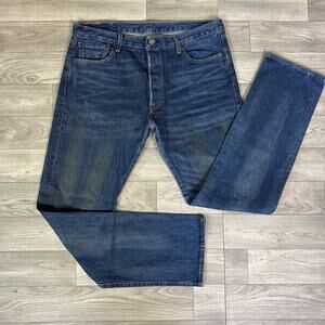 Levi's 501 Original Fit Straight Leg Button Fly Dark Wash Jeans sz 35 x 32